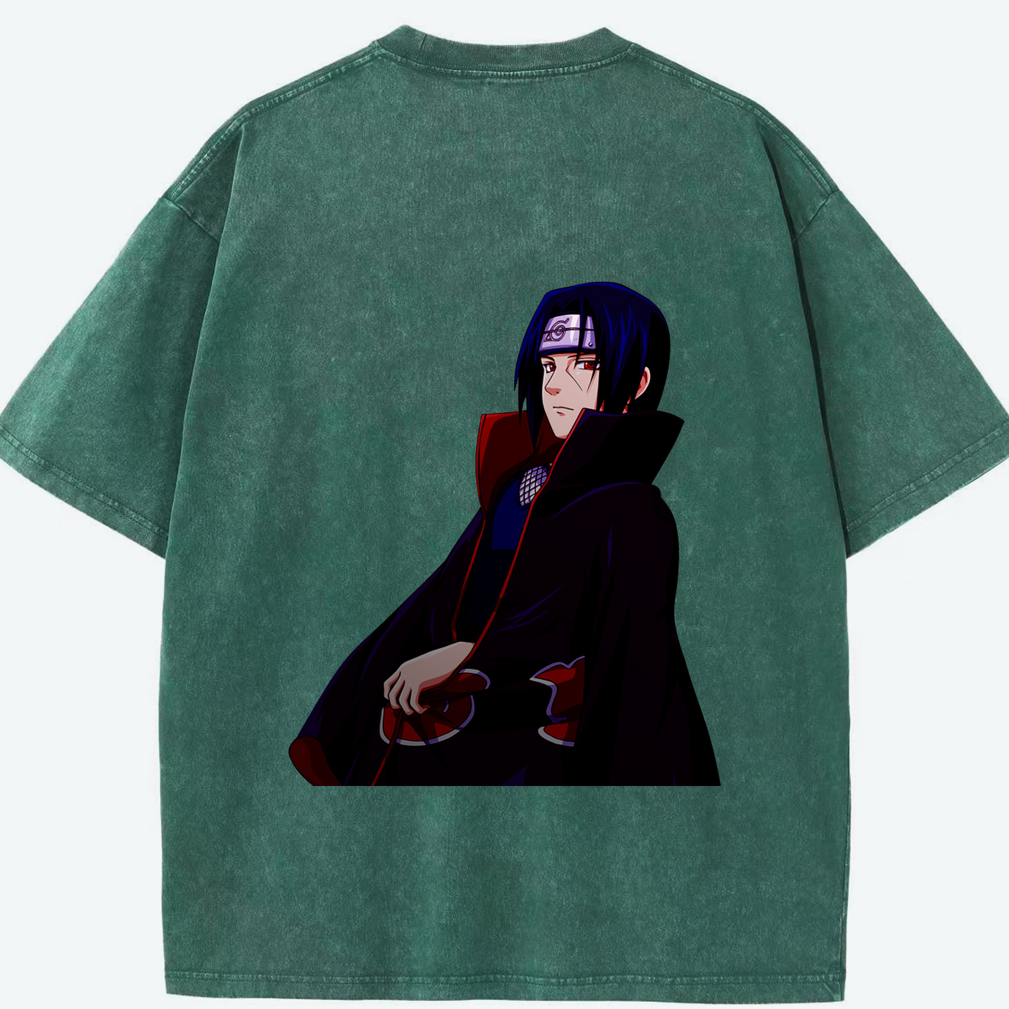 （画像用） NARUTO -ナルト- うちは イタチ Uchiha Itachi 綿100% ヴィンテージ風 半袖Tシャツ（背面プリント）